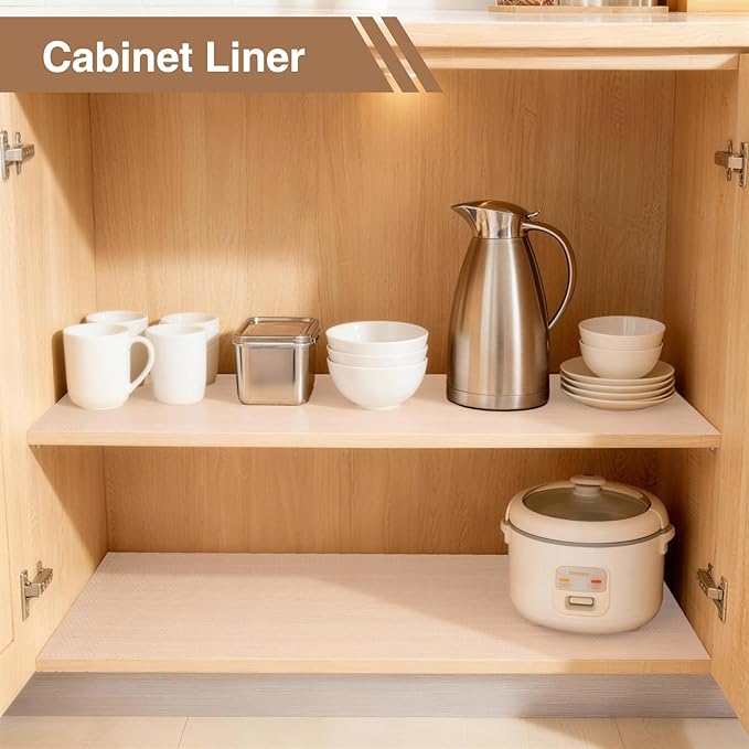 Shelf Liners, 12'' X 6ft Kitchen Drawer Mats, Non-Slip & Non-Adhesive EVA Cabinet Liner Shelf Paper for Dresser Pantry Bathroom Cabinet Lining Refrigerator Liner (Clear Dot)