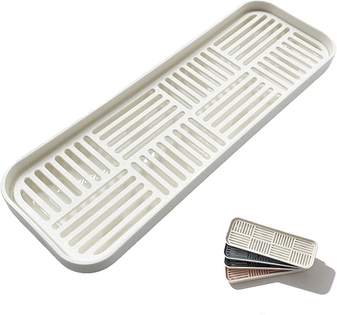WUCYLKA Kitchen Sink Organizer Sink Caddy, Plastic Sponge & Soap Holder with Double-Layer Drain Rack – Countertop Sink Tray for Sponge, Soap, Dish Brush, Cup, and Wire Scrubber(White)