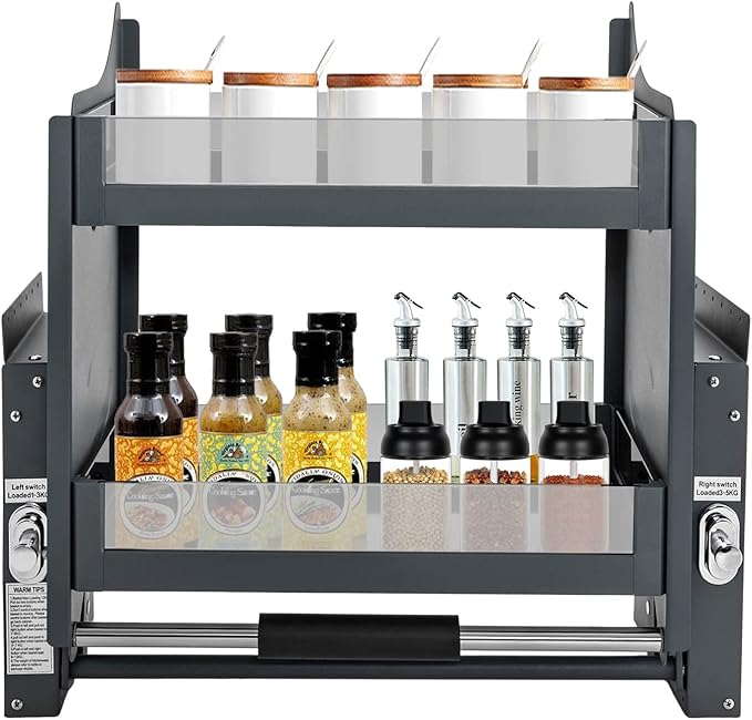Pull Down Shelf Upper Kitchen Wall Cabinet Storage Organizer, Heavy Duty Pull-Out Cabinet Drop Down Sliding, Drop Down Shelf for Spices, Dishes (Pull Down)