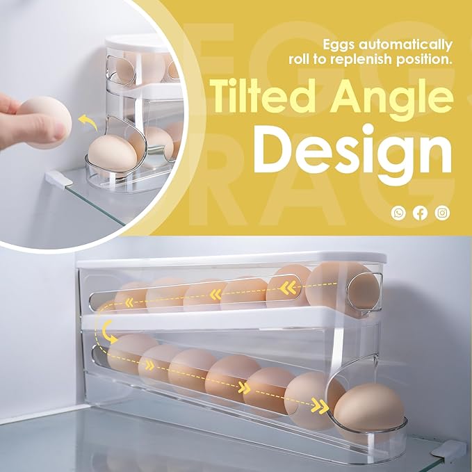 Sylphide Auto Rolling Fridge Egg Organizer, egg storage for refrigerator,Space Saving Eggs Dispenser for Refrigerator,special fresh-keeping box, organizer tool