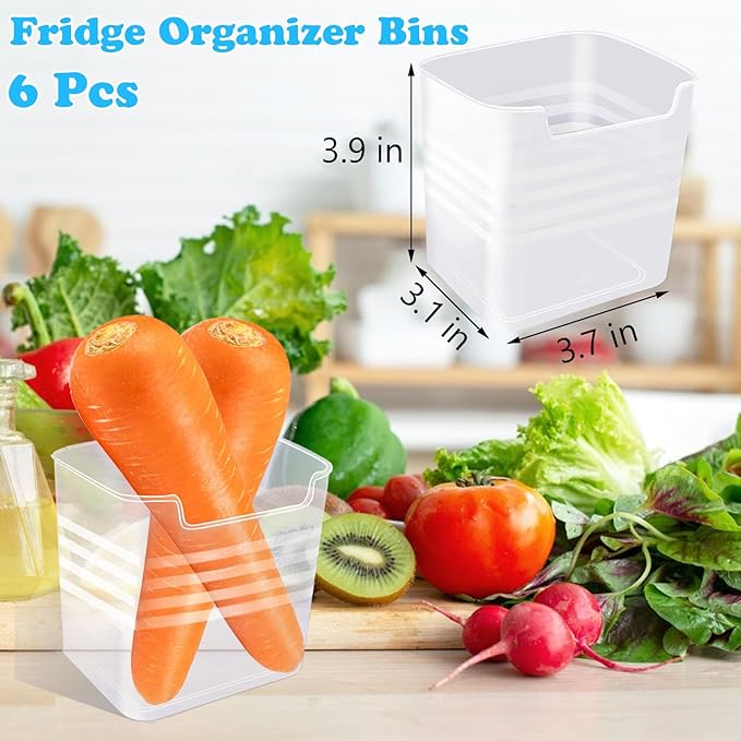 Szsrcywd 6 Pcs Refrigerator Organizer Bins,20oz Clear Plastic Fridge Side Door Storage Box,Stackable Food Fruit,Vegetable,Cereals Containers Set for Pantry Picnic Office Kitchen Organization