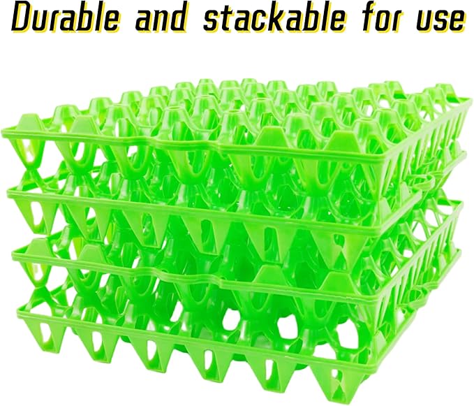 George Garden 4-Pack Plastic Egg Tray Egg Crates, 30-Egg Flats, Stackable, Durable, Reusable, Green