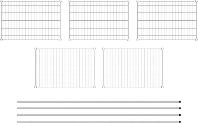 Commercial NSF Listed Chrome Stationary Wire Shelving Kit 24" x 36" x 96", with 5 Shelves Perfect for Warehouse, Walk-in Refrigerator, Freezer, Grocery Store, Restaurant, Dishroom