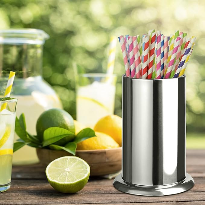 MyLifeUNIT Straw Holder for Counter, Stainless Steel Coffee Stirrers Holder 6.7" x 4.9"(2 pack)