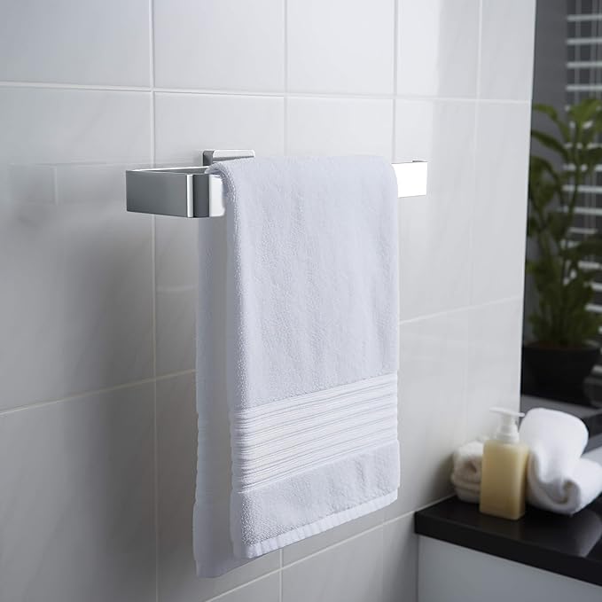 KIBI Blaze 2-Piece Bathroom Hardware Set – Towel Bar and Toilet Paper Holder, Wall Mounted Bathroom Accessory Set, Rust-Resistant Solid Brass, Modern Square Design (Chrome, KBA16-2-1)