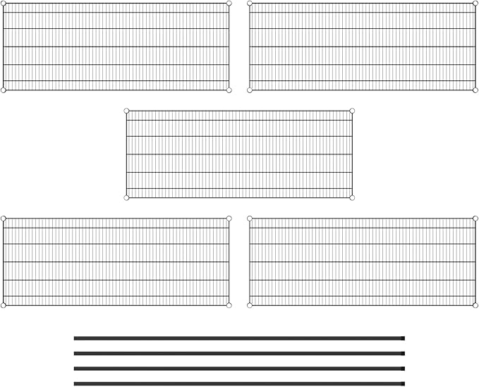 Commercial NSF Listed Black Epoxy Stationary Wire Shelving Kit 24" x 60" x 86", with 5 Shelves Perfect for Warehouse, Walk-in Refrigerator, Freezer, Grocery Store, Restaurant, Dishroom