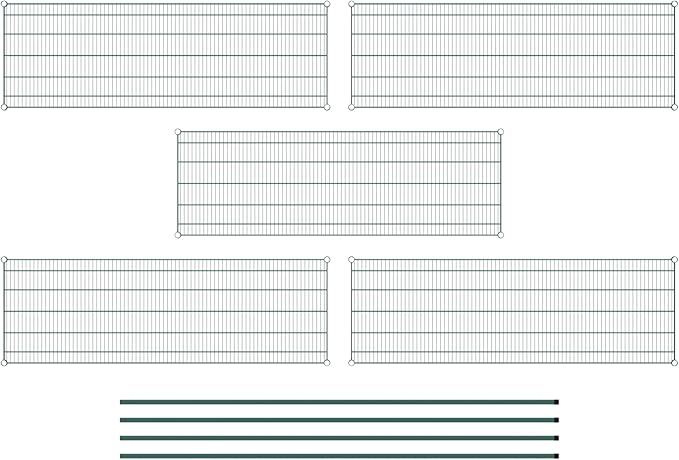 Commercial NSF Listed Green Epoxy Stationary Wire Shelving Kit 24" x 72" x 96", with 5 Shelves Perfect for Warehouse, Walk-in Refrigerator, Freezer, Grocery Store, Restaurant, Dishroom