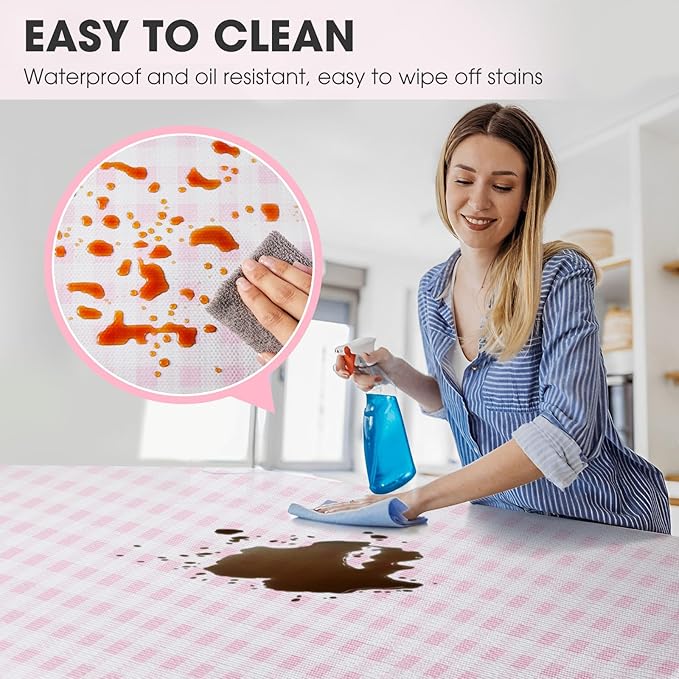 ALIUNI Drawer and Shelf Liner, Non-Slip Kitchen Cabinet Liners Non-Adhesive Thick Strong Grip Waterproof Washable Mats Protect Dresser Shelves Cupboard Bathroom Cabinets, Pink Plaid, 12 in X 20 FT