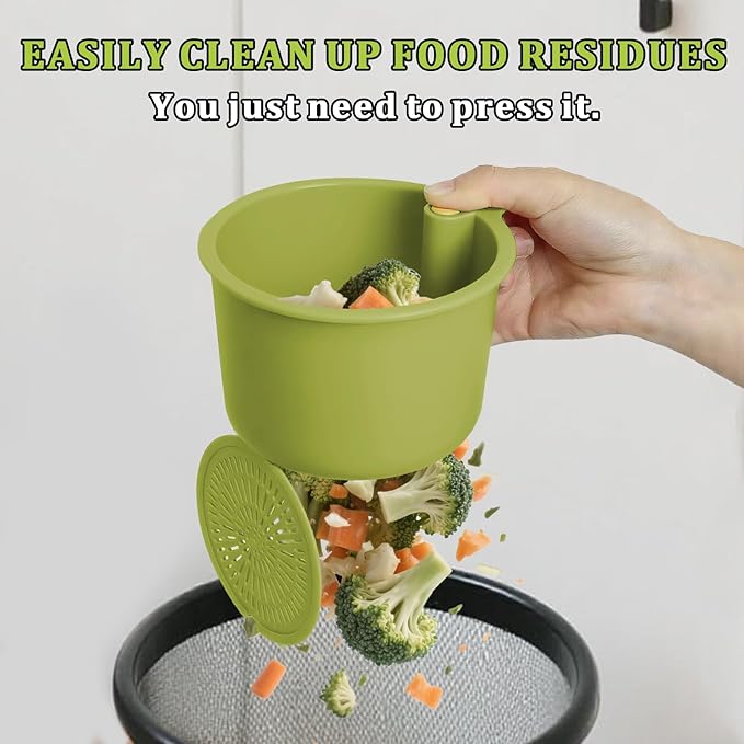 Sink Strainer Basket with One-Touch Drain Mesh, Snap-On Strap & Detachable Design – Kitchen Sink Food Scrap Filtering Storage Organizer (Green)