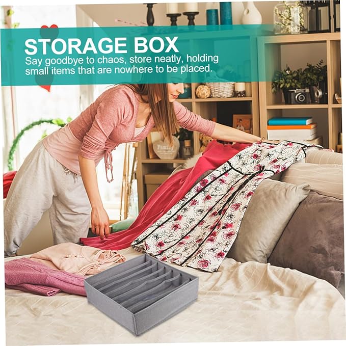 Foldable Cloth Storage Box with Compartments Washable Drawer Organizer for Underwear Socks Bras Collapsible Closet Divider Bin for Neat Clothing Arrangement and Easy Storage