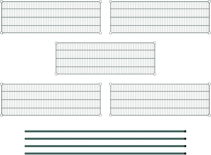 Commercial NSF Listed Green Epoxy Stationary Wire Shelving Kit 18" x 54" x 86", with 5 Shelves Perfect for Warehouse, Walk-in Refrigerator, Freezer, Grocery Store, Restaurant, Dishroom