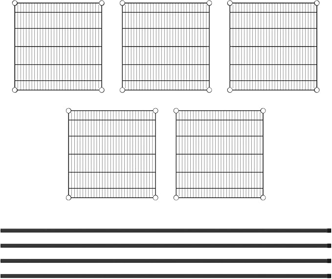 Commercial NSF Listed Black Epoxy Stationary Wire Shelving Kit 24" x 24" x 86", with 5 Shelves Perfect for Warehouse, Walk-in Refrigerator, Freezer, Grocery Store, Restaurant, Dishroom