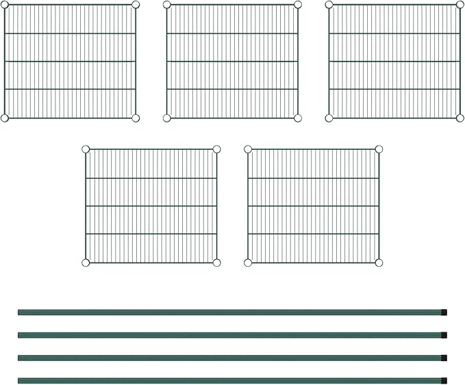 Commercial NSF Listed Green Epoxy Stationary Wire Shelving Kit 21" x 24" x 74", with 5 Shelves Perfect for Warehouse, Walk-in Refrigerator, Freezer, Grocery Store, Restaurant, Dishroom