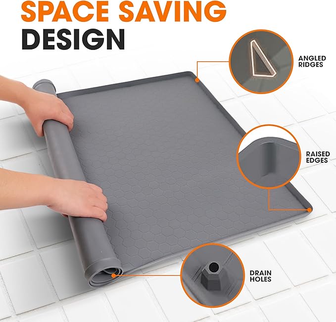 Cheer Collection Silicone Under Sink Mat - Waterproof Cabinet Liner for Kitchen, Leak Proof, Easy Clean, Non-Slip Drip Tray, Protects Cabinets from Spills, Leaks & Stains, 19x22