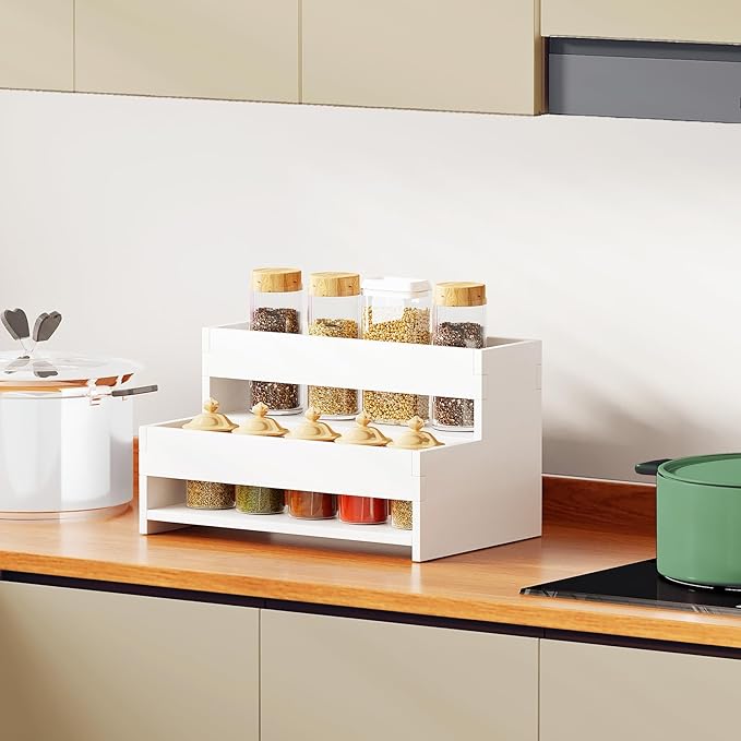 Water Bottle Organizer, 2-Tier 12.6”W Tumbler Holder, Pantry Kitchen Storage Rack for Wine Bottles Countertop Cabinet