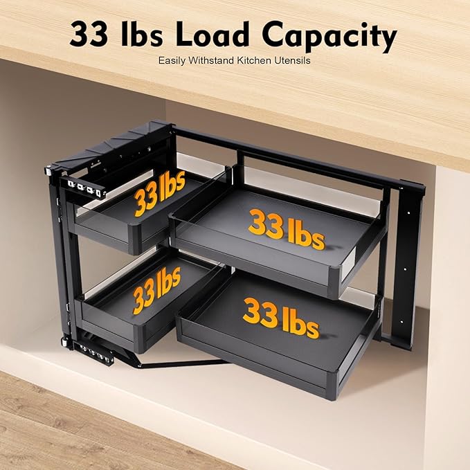 Blind Corner Cabinet Pull Out,Kitchen Corner Cabinet Pull Out with Left Or Right Handed Open,270° Access,Adjustable & Removable Basket,Blind Soft Close