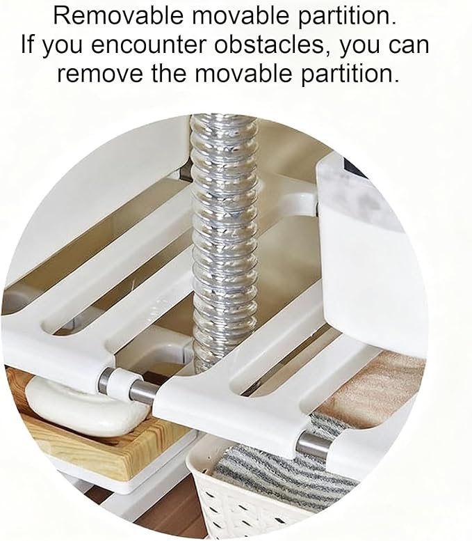 Expandable Shelf Organizer, 2-Layer Storage Rack, Under Sink Cabinet Shelf, Adjustable Pantry Cupboard Bathroom Desk Home Organizer for Accessories, Space Saver for Daily Storage and Organization