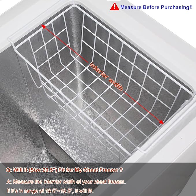 Homics Chest Freezer Baskets 20.5 Inch, Chest Freezer Organizer Bins Metal Wire Storage Baskets with Hanging Handles for Deep Freezer, Set of 2