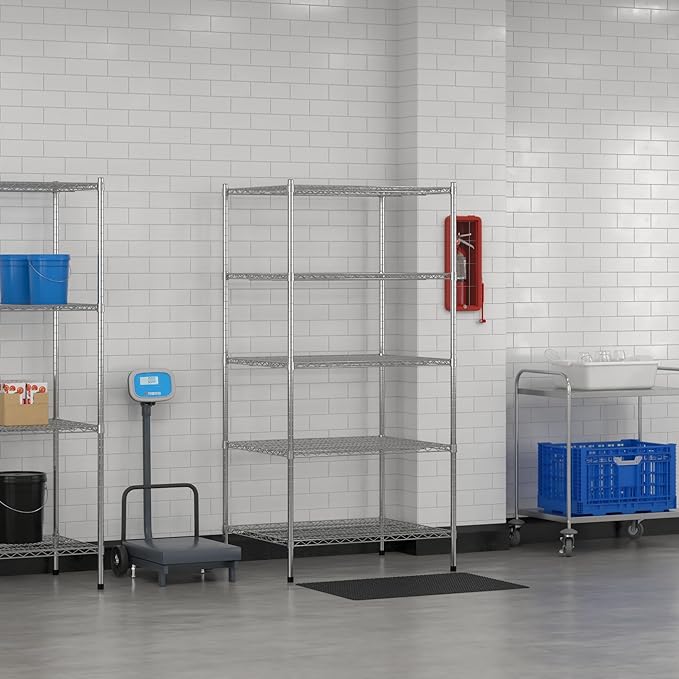 Commercial NSF Listed Chrome Stationary Wire Shelving Kit 30" x 36" x 74", with 5 Shelves Perfect for Warehouse, Walk-in Refrigerator, Freezer, Grocery Store, Restaurant, Dishroom