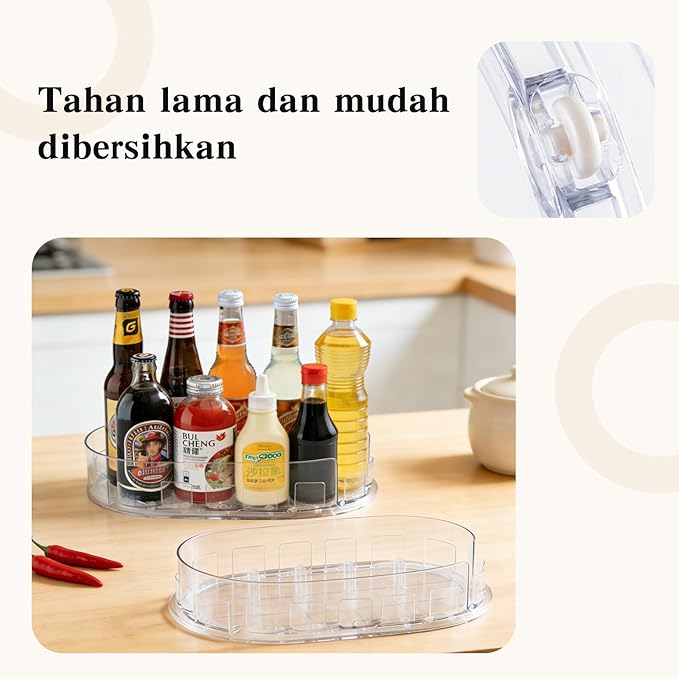 360° Rotating Fridge Lazy Susan Organizer, 13''x8.5'' Clear Lazy Susan for Refrigerator, Multi-Use Fridge Drink Organizer for Pantry Cabinet Countertop Table Storage