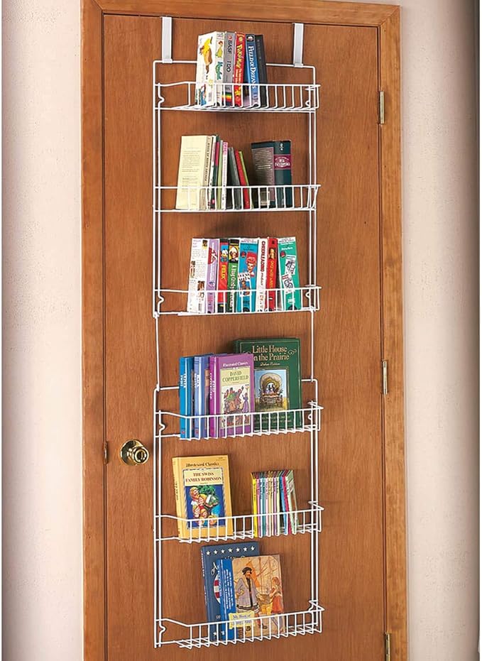 Miles Kimball Over The Door Kitchen Storage Organizer, White Vinyl-Coated Metal Wire - Measures 18 3/4" Wide x 52" High