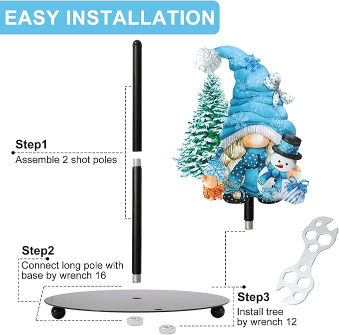 JarThenaAMCS Christmas Tree Paper Towel Holder Winter Gnome Snowman Kitchen Decor Blue Accessories Large Metal Towel Holder Stand for Xmas Home Bathroom Countertop