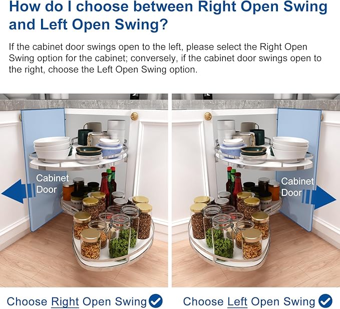 VADANIA Left Swing Pull Out Organizer for 36" Blind Corner Kitchen Cabinet, 2 Tiers Swing Tray, Soft Close, Left Handed Open