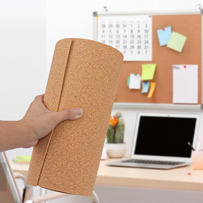 Yiksonyo 16.4 FT Cork Roll, 12 Inch Width Cork Sheet Roll for DIY Projects, Shelf & Drawer Liner(0.08 Inch Thickness)