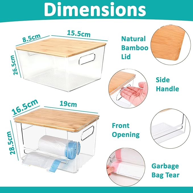 2 Pack Trash Bag Holder Dispenser for Kitchen, Laundry Room Trash Bag Holder, Acrylic Trash Bag Dispenser Extra Large for Kitchen, Laundry Room Under Sink Organization and Storage