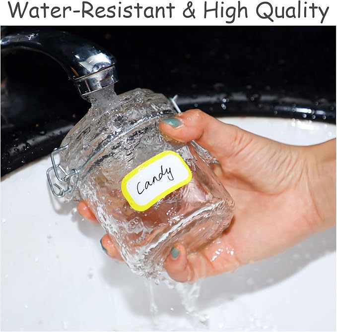 Outus 320 Pcs Waterproof Removable Labels with Makers Pen Self Adhesive Label Stickers for Water Bottles Spice Food Containers Jars Pantry Restaurant Storage(Colorful)