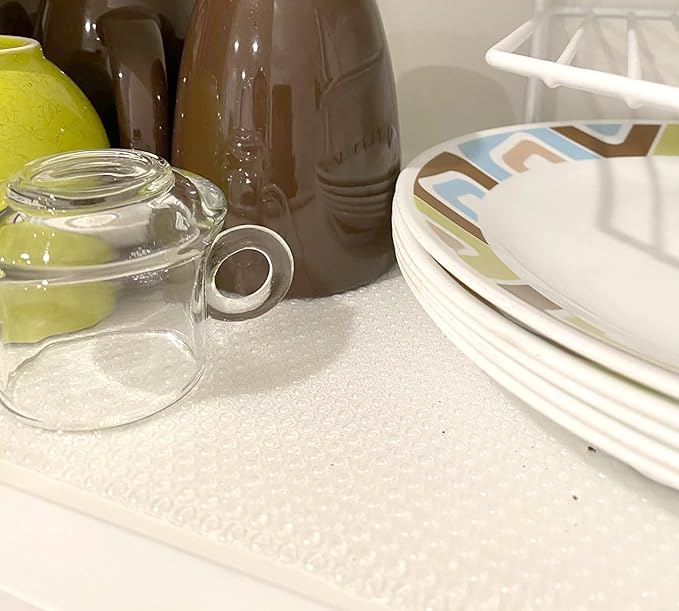 Shelf Liner for Kitchen Cabinets 24 Inch Wide X 20 Ft Non Adhesive Cabinet Drawer Liners Non Slip Waterproof Strong Grip Clear Closet Pantry Shelf Liner Cupboard Refrigerator Bathroom Drawer Mat
