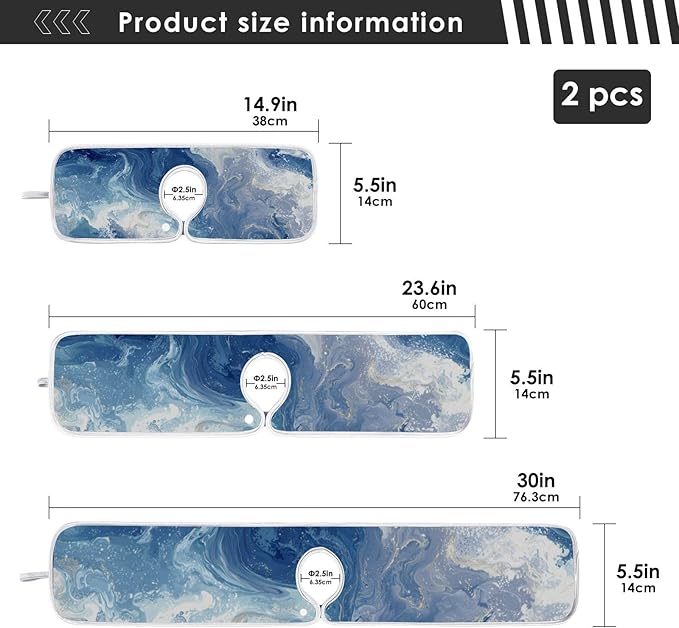 2 PCS Kitchen Sink Splash Guard 23.6 Inch Faucet Mat for Kitchen Sink Bathroom Sink Faucet Absorbing Drip Drain Mat Pad Microfiber Soft Washable Blue Fluid