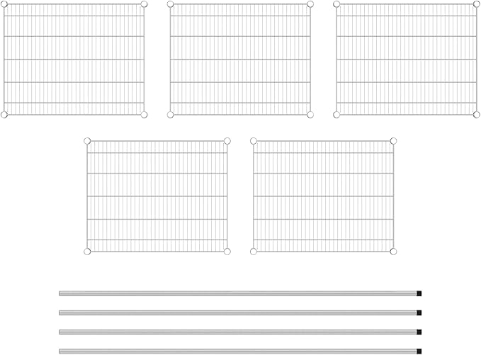 Commercial NSF Listed Chrome Stationary Wire Shelving Kit 24" x 30" x 74", with 5 Shelves Perfect for Warehouse, Walk-in Refrigerator, Freezer, Grocery Store, Restaurant, Dishroom