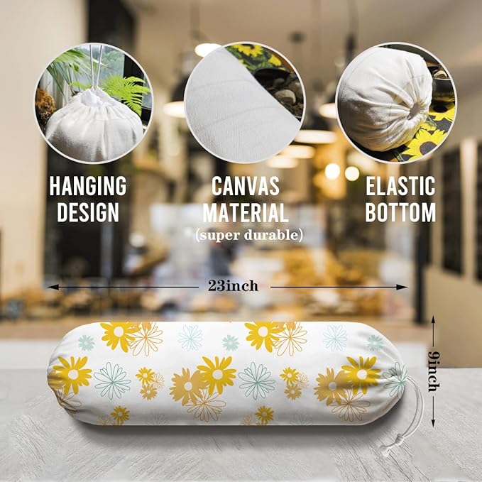 Yellow Flower Plastic Bags Holder, Bag Dispenser for Shopping Traveling Trash Bags, Grocery Bag Organizer, Kitchen Housewarming Gifts for Women Family Friends Grandma Mom