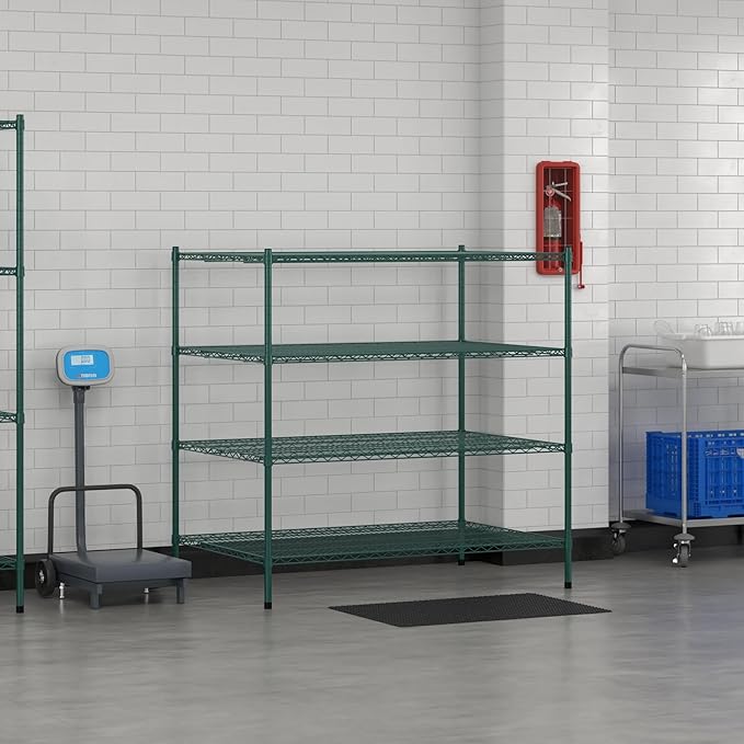 Commercial NSF Listed Green Epoxy Stationary Wire Shelving Kit 36" x 54" x 54", with 4 Shelves Perfect for Warehouse, Walk-in Refrigerator, Freezer, Grocery Store, Restaurant, Dishroom