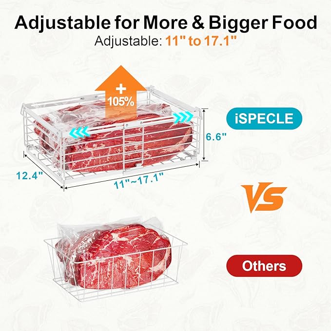 iSPECLE Chest Freezer Organizer - Fit 10 to 20 Cu.FT Freezer, 3 Pack Large Expandable Stackable Deep Freezer Organizer Bins Sort Frozen Food and Easily Get with Handle, Improve Air Circulation,White