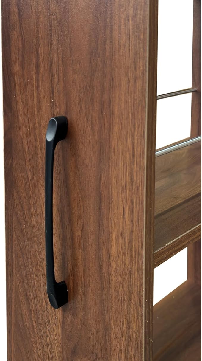 71-Inch Slim Storage Cart on Wheels, Walnut 7-Tier Tall Slide Out Kitchen Pantry Cabinet with Anti-Fall Bars, Rolling Utility Cart with Metal Handle for Kitchen Dining Room Small Spaces