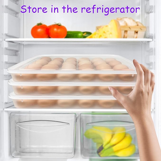 3Pack Egg Trays,Deviled Egg Containers with Lid,Egg Container Carrier,Refrigerator Portable Egg Trays for 72 Eggs Storge Holder Easter Day Thanksgiving Party Home Kitchen Supplies