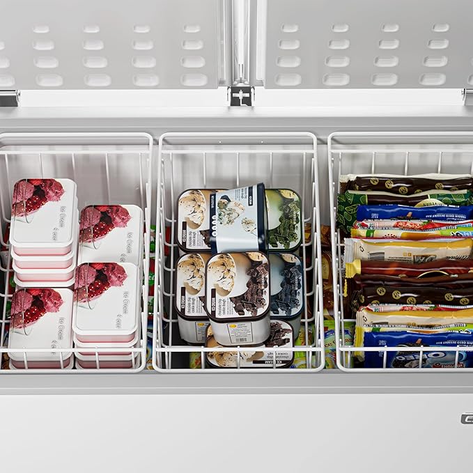 Y.Z.Bros 17.5 Inch Chest Freezer Organizer Storage Baskets Bins Metal Wire, Settle freezer chaos and reduce food waste effectively, Durable, Fully Use Space, Improve Air Circulate, 2 Pack