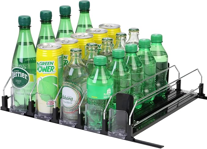 Upgraded Drink Organizer for Fridge，Soda Can Dispenser for Refrigerator，Automatic Self-Pushing Drink Pusher，Space-Saving Fridge Storage，Holds up to 25-30 Cans, 5 Row