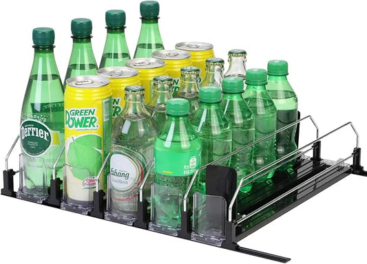 Upgraded Drink Organizer for Fridge，Soda Can Dispenser for Refrigerator，Automatic Self-Pushing Drink Pusher，Space-Saving Fridge Storage，Holds up to 25-30 Cans, 5 Row