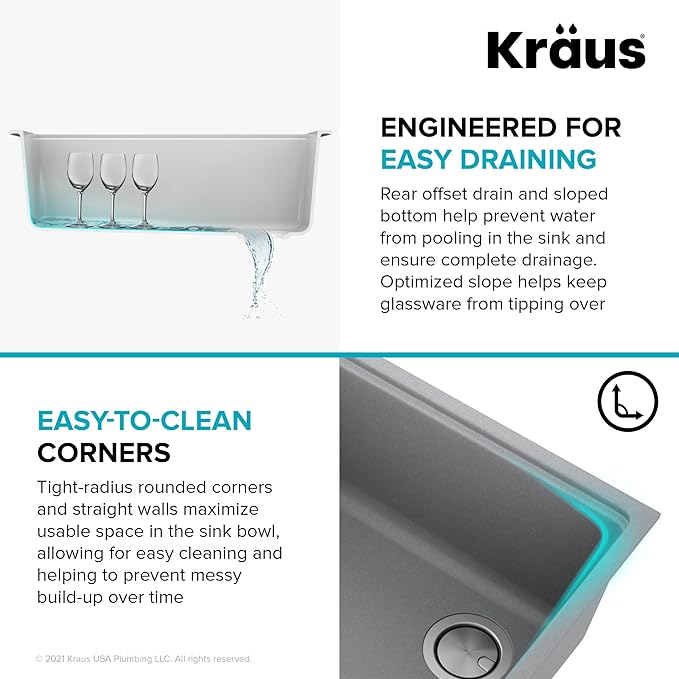 KRAUS Kitchen Sink Bellucci 32” Undermount Workstation Granite, Metallic Gray, Accessories, KGUW2-33MGR