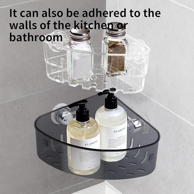 2PCS Sink Organizer Rack,2 Size Suction Sinkware Organizer,Triangle Sink Strainer Basket with Drain Hole, Corner Sink Trash Catcher for Kitchen for Sponges, Scrubbers Sink Corner Drain Box