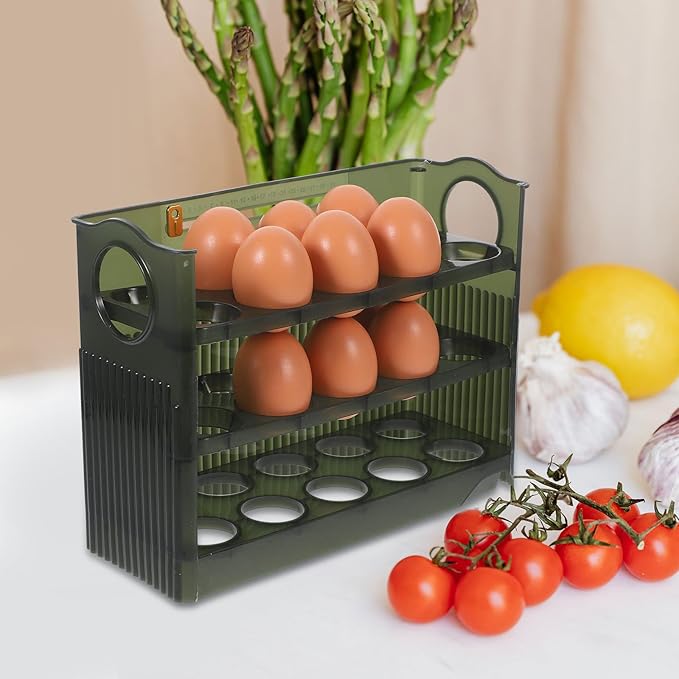Homoyoyo Storage Rack for Refrigerator Sturdy Plastic Holder Organizer with Design for Fridge Door Keeps Eggs Safe and Neat for Home and Kitchen