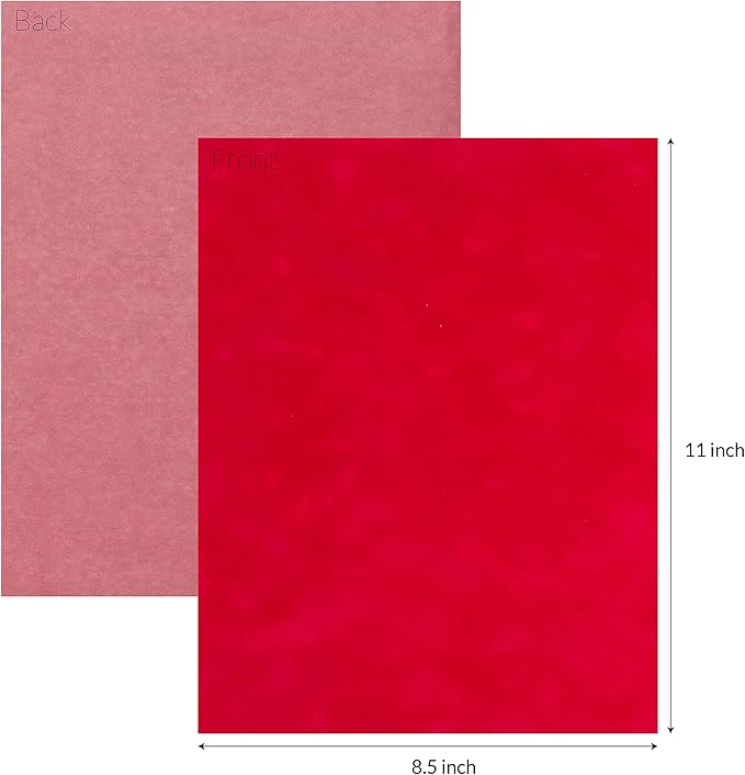 S.E.I Blaze Velvet Paper, Felt Fabric For Drawer and Jewelry Box Liner, 8.5" x 11" - 12 Sheets