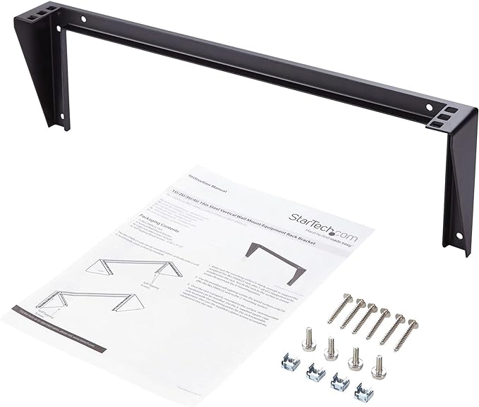 StarTech.com 1U Wall Mount Patch Panel Bracket – 19 in – Steel - Vertical Mounting Bracket for Networking and Data Equipment, TAA (RK119WALLV)