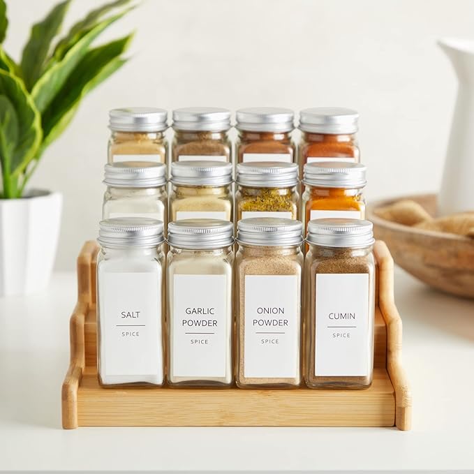 Talented Kitchen Spice Jar Labels - Minimalist Waterproof Kitchen Organization - Preprinted Spice Labels - Kitchen Pantry Organization Stickers - 140 Pack, 2.75 x 1.25 in, Black on White