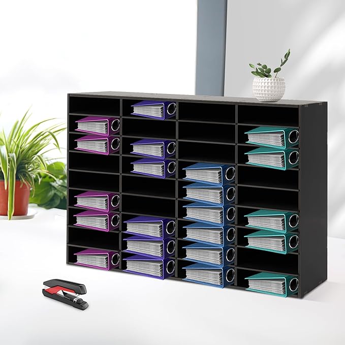 36 Compartment File Organizer - Document Storage Cabinet with Detachable Partitions, Anti-Slip Pads, for Office Home School