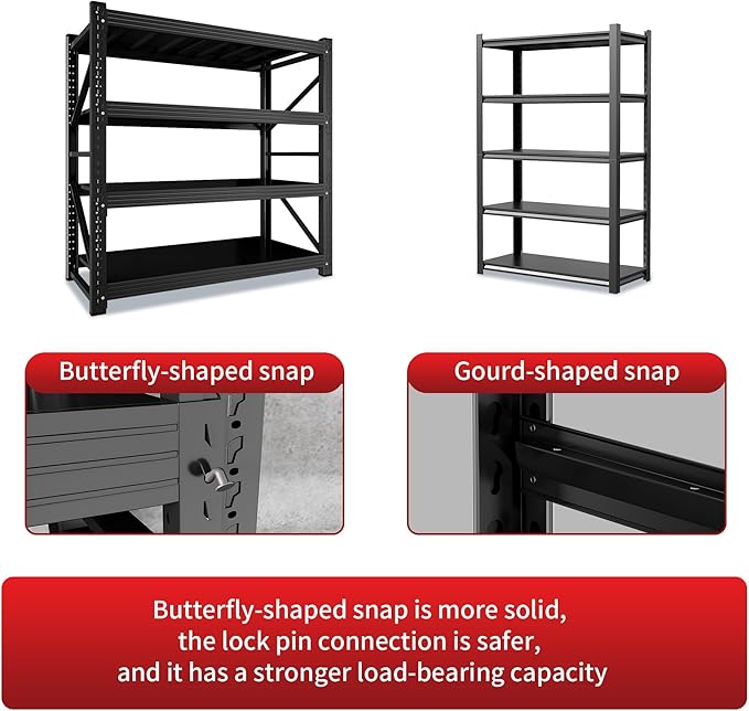 48" W Garage Shelving 3000LBS Garage Shelving Heavy Duty 4-Tier Metal Storage Shelves Adjustable Shelf Unit Storage Rack for Basement Supermarket Warehouse 48" W x 20" D x 78" H Blue-Orange