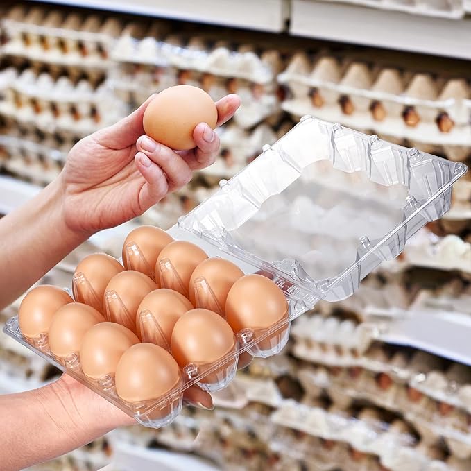 Zubebe 300 Pcs Plastic Egg Cartons Clear Egg Cartons Bulk Blank Tray for Chicken Farm Business Market Home Refrigerator Storage